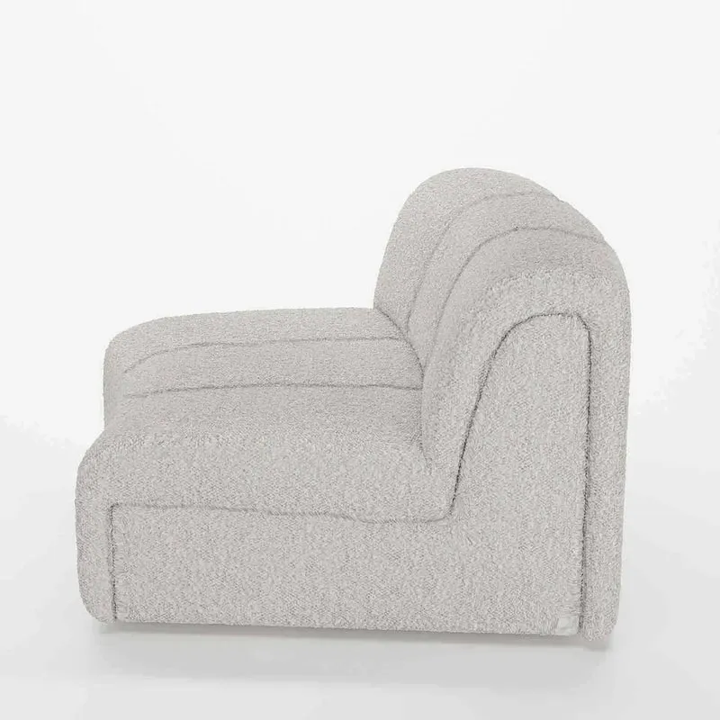 Chauffeuse d angle pour canap modulable en tissu bouclette gris-cr me H l ne
