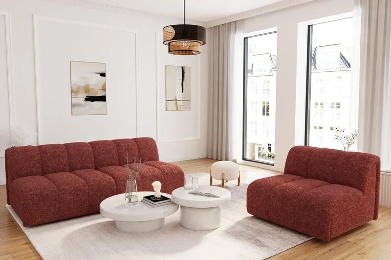 Chauffeuse d angle pour canap modulable en tissu bouclette rose H l ne
