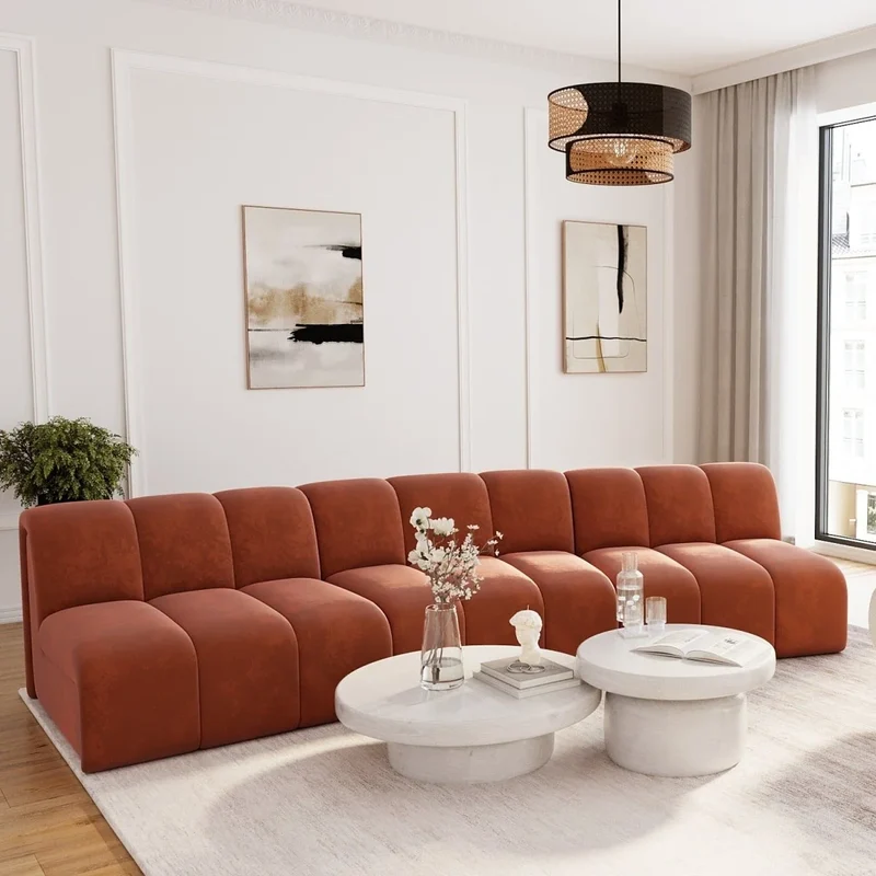 Chauffeuse d angle pour canap modulable en velours ocre H l ne