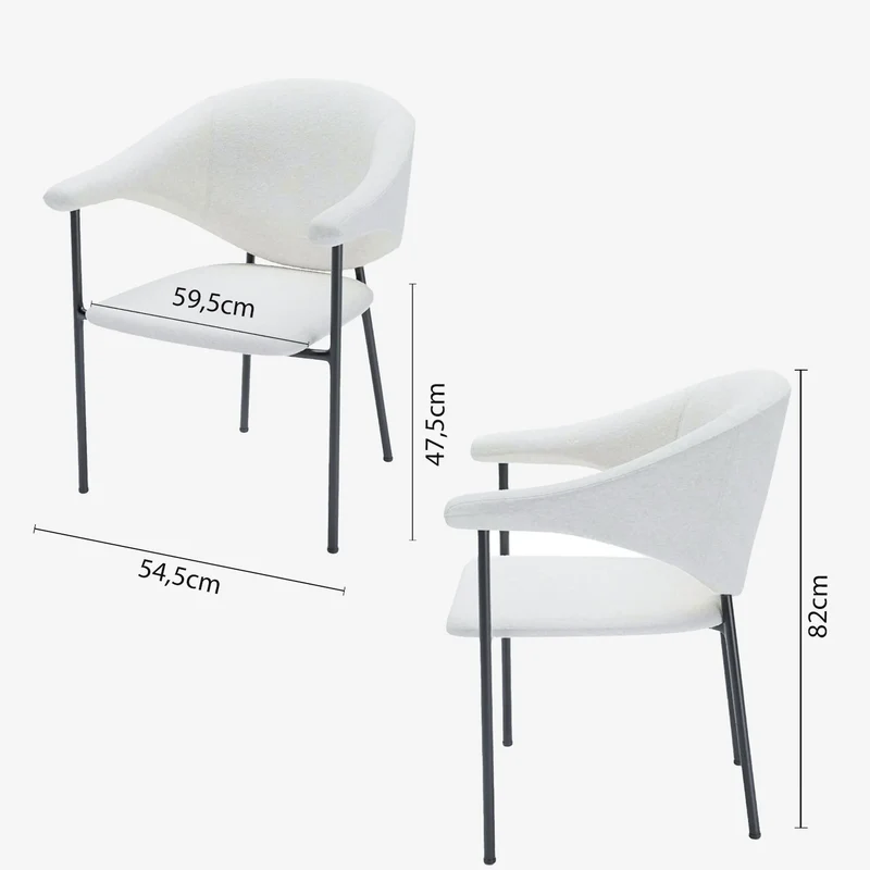 Lot de 2 chaises avec accoudoir design en velours blanc cr me Jeanne