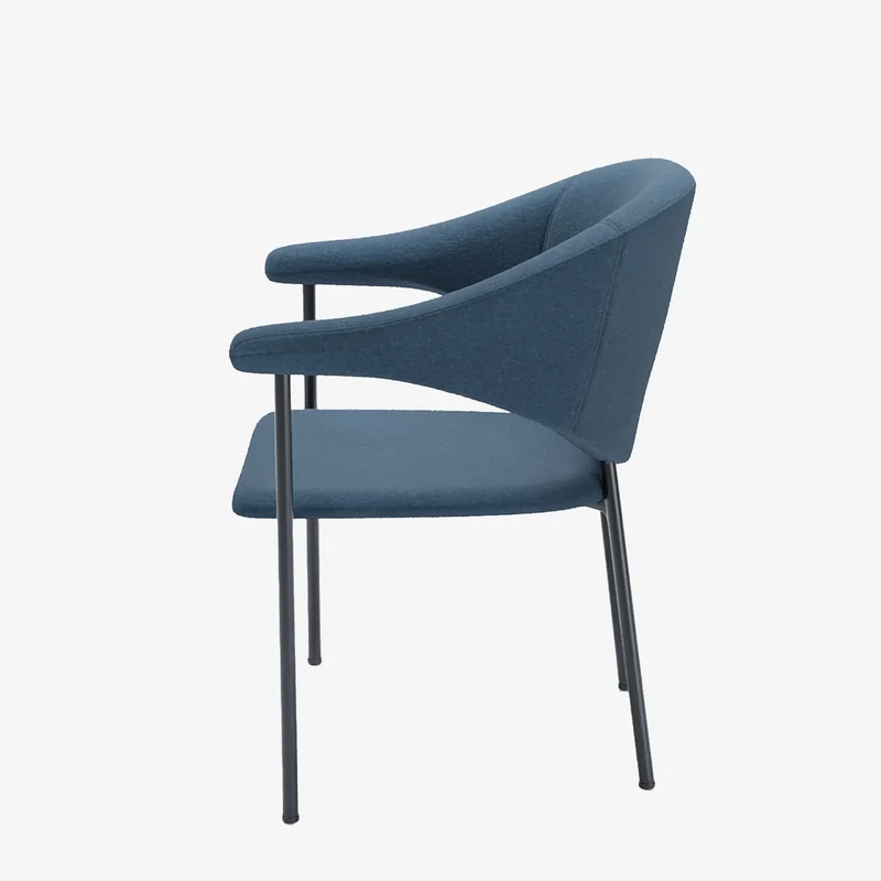 Lot de 2 chaises avec accoudoir design en velours bleu Jeanne