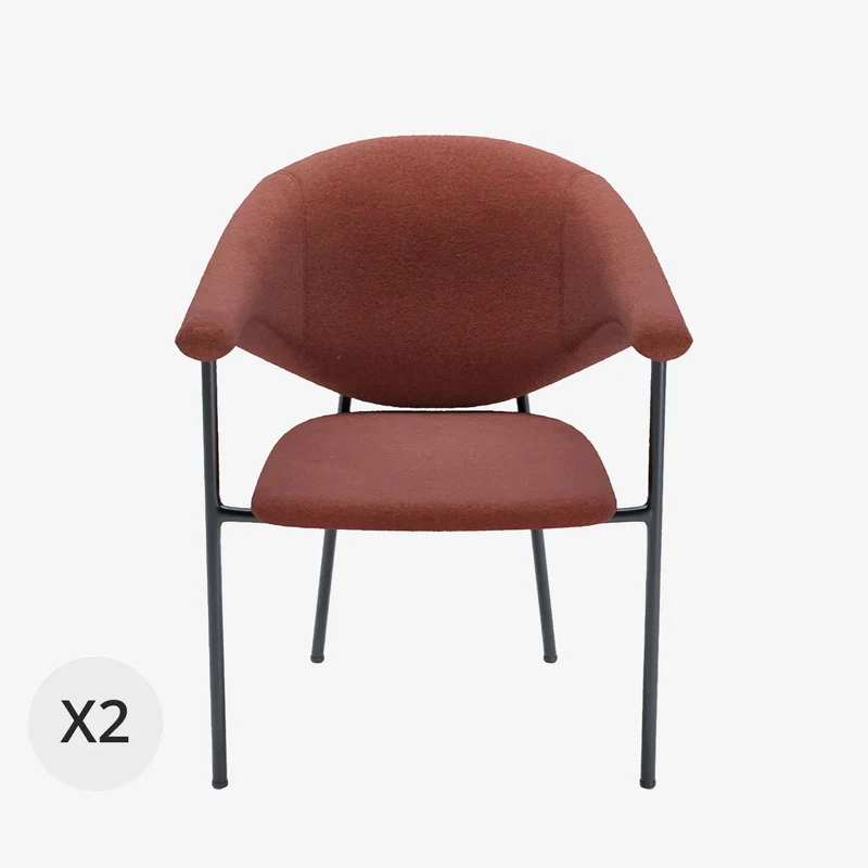 Lot de 2 chaises avec accoudoir design en velours ocre Jeanne