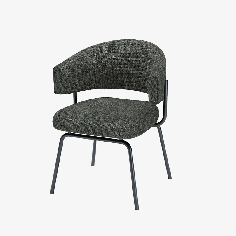 Lot de 2 chaises avec accoudoir tendance en tissu chenille gris-anthracite Silva