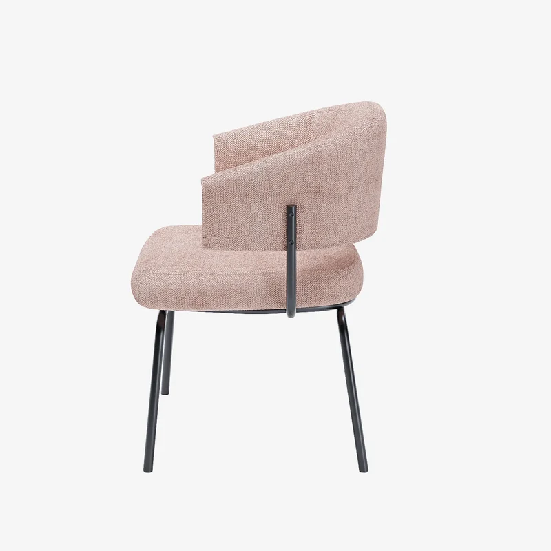 Lot de 2 chaises avec accoudoir tendance en tissu chenille rose poudr Silva