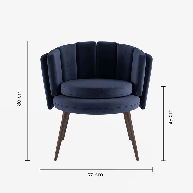 Fauteuil en velours bleu nuit