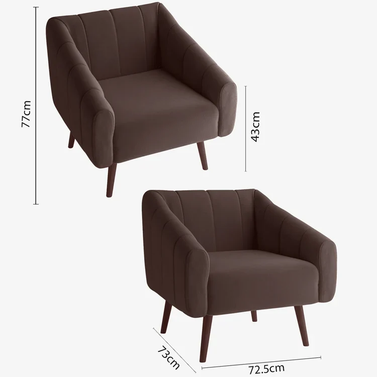 Fauteuil en velours marron