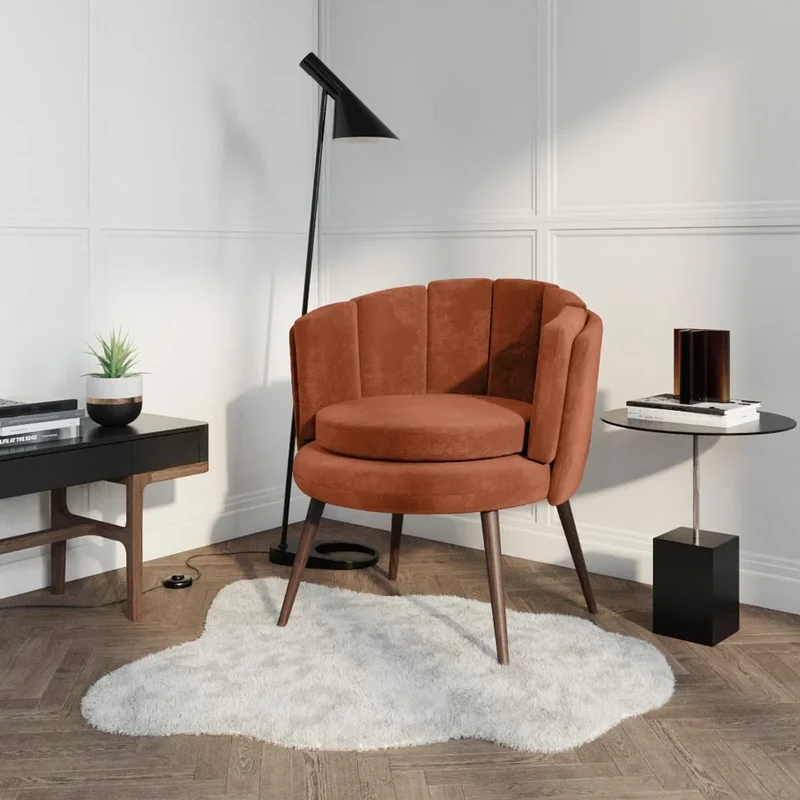 Fauteuil en velours ocre