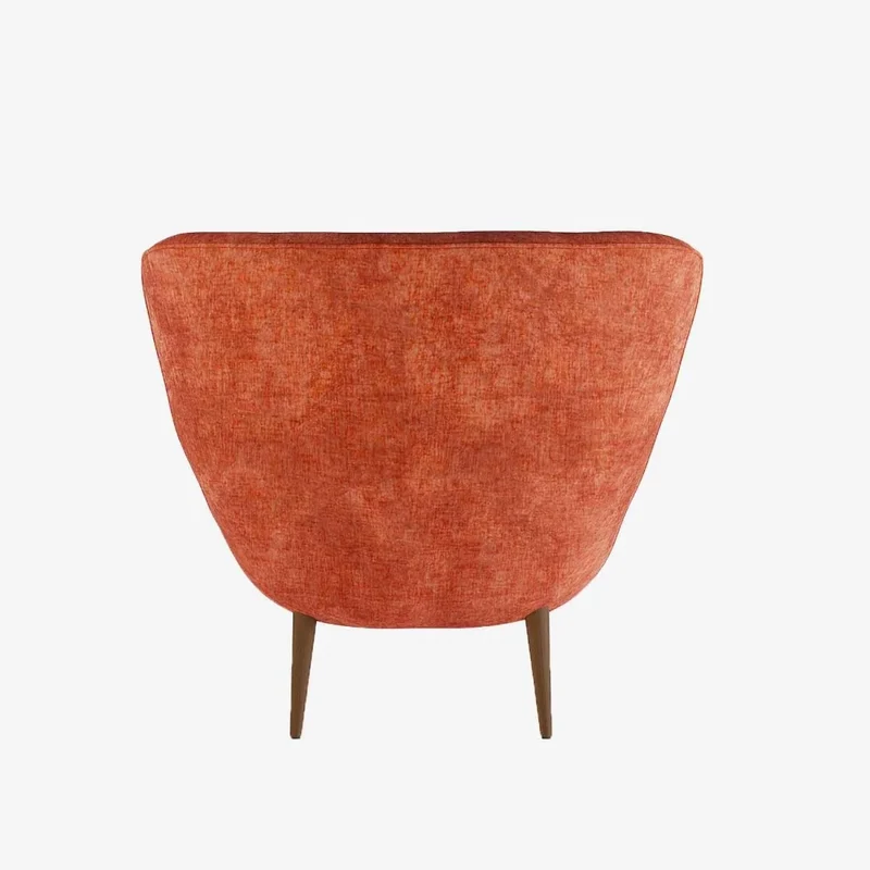 Fauteuil en velours ocre et bois