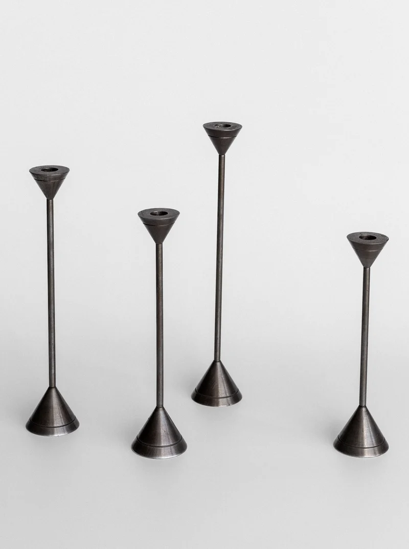Set of Four Postmodern Candle Holders