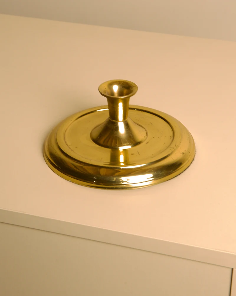 Circular Candleholder in Gold Metal 60's