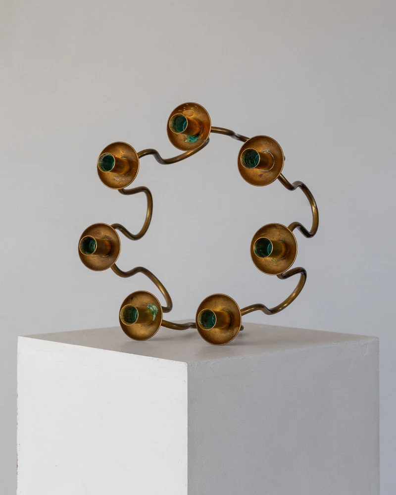 Scandinavian Brass Candleholder, 1940s