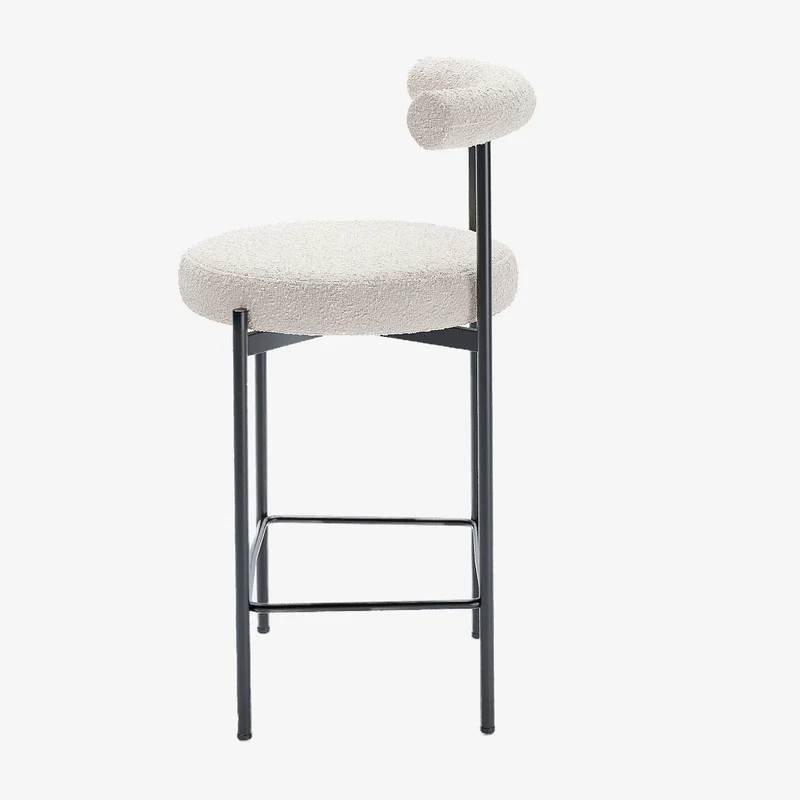 Lot de 2 chaises de bar bouclette blanche Charlotte