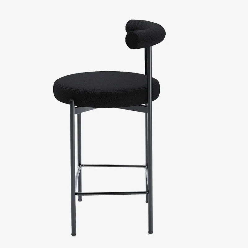 Lot de 2 chaises de bar bouclette grise anthracite Charlotte