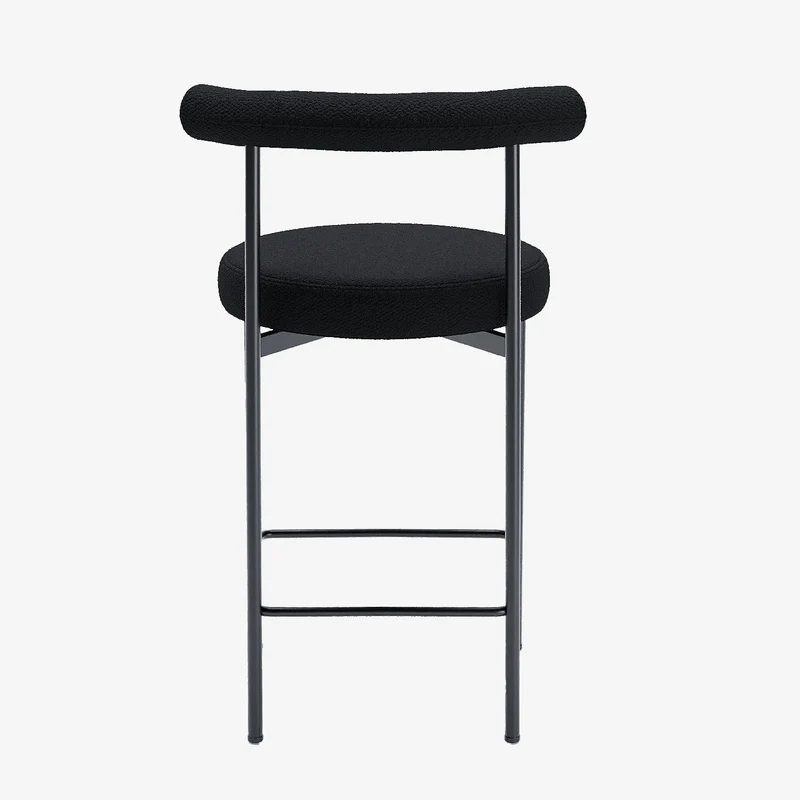 Lot de 2 chaises de bar bouclette grise anthracite Charlotte