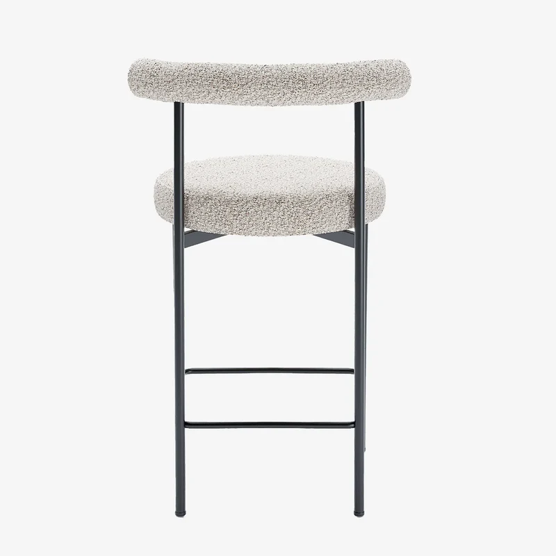 Lot de 2 chaises de bar bouclette grise et blanche Charlotte