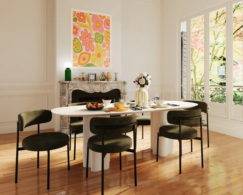 Lot de 2 chaises de salle manger design moderne, velours vert Julia