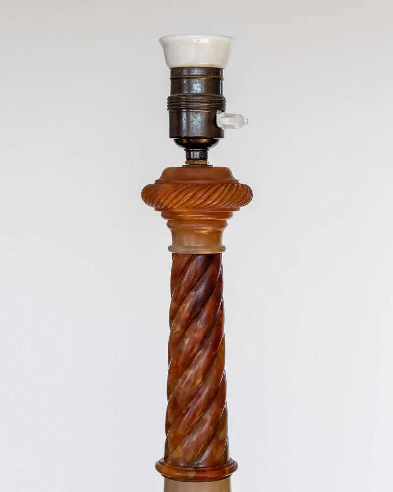 Vintage Antique Alabaster Table Lamp, C. 1900
