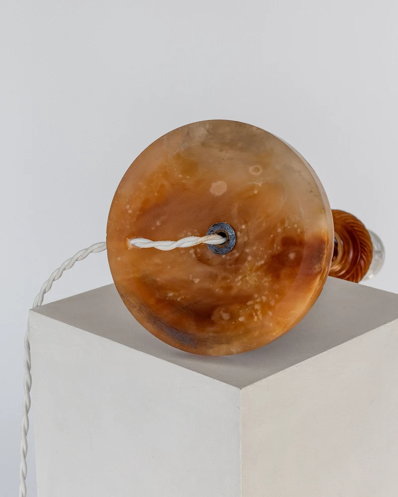Vintage Antique Alabaster Table Lamp, C. 1900