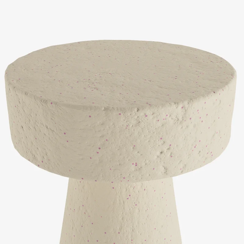 Table d appoint circulaire en magn sie cr me mouchet e rose Marguerite