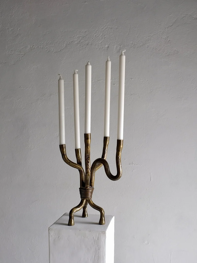 Brutalist Brass Candelabra | Netherlands | 1970s