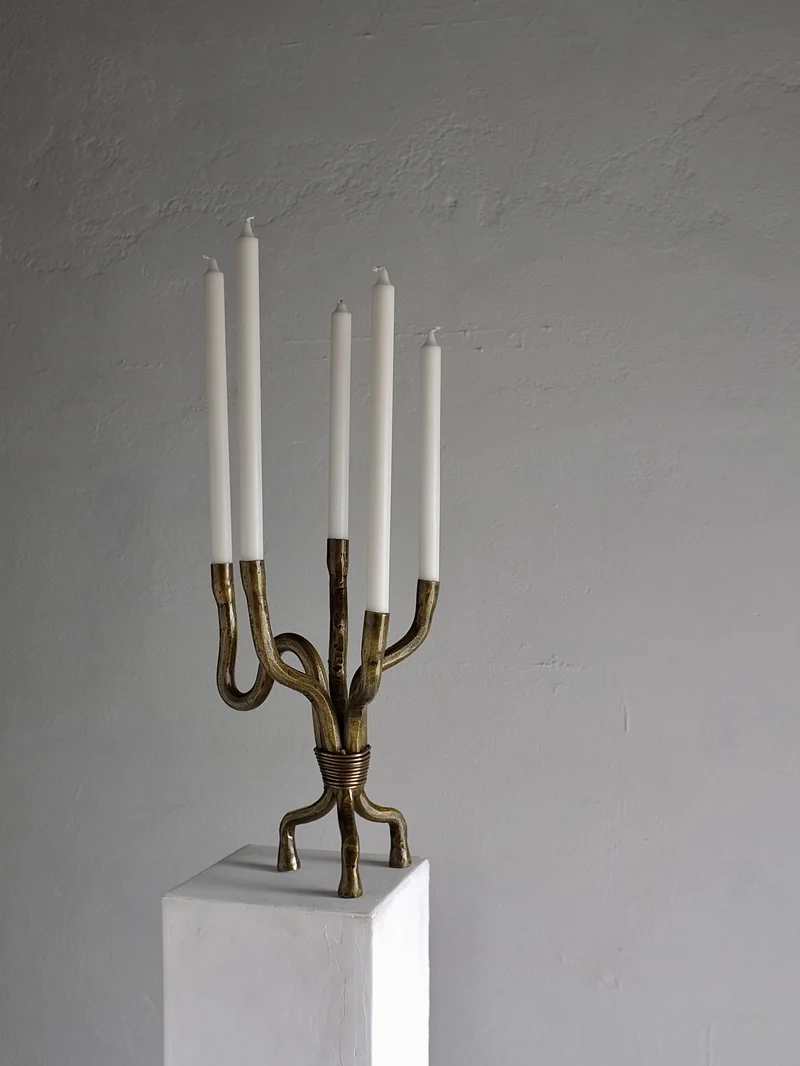 Brutalist Brass Candelabra | Netherlands | 1970s