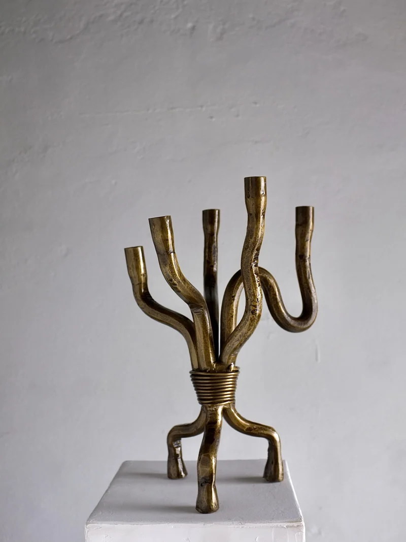 Brutalist Brass Candelabra | Netherlands | 1970s