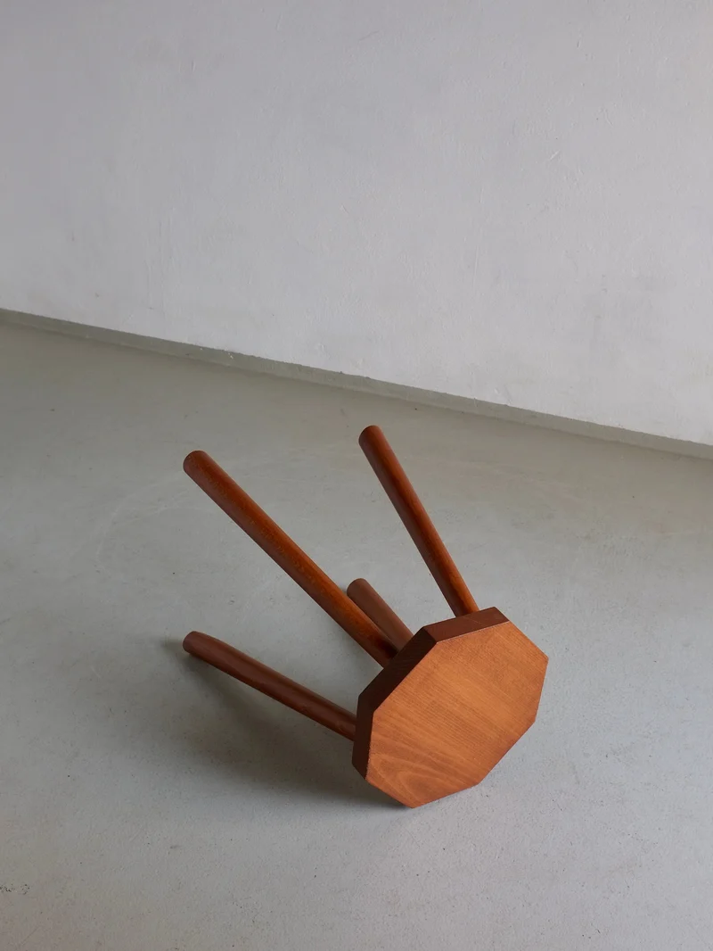 Solid Wood Octagonal Stool | Belgium | 1960s