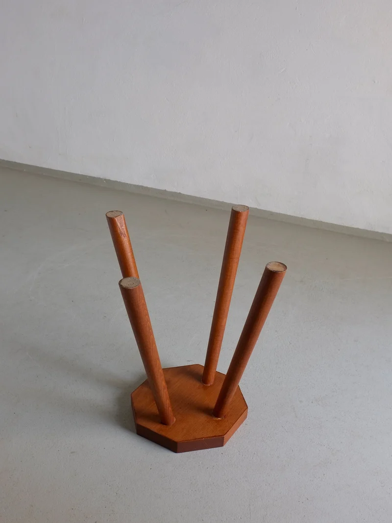 Solid Wood Octagonal Stool | Belgium | 1960s