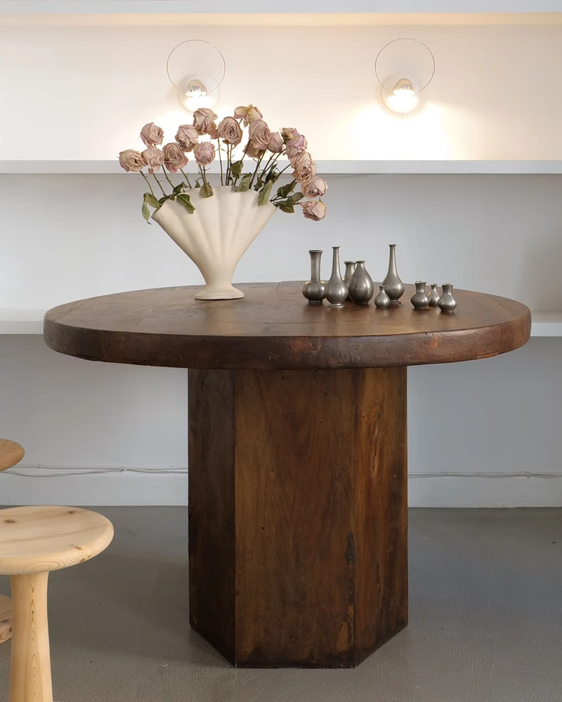 Midcentury Hexagonal Wood Dining Table