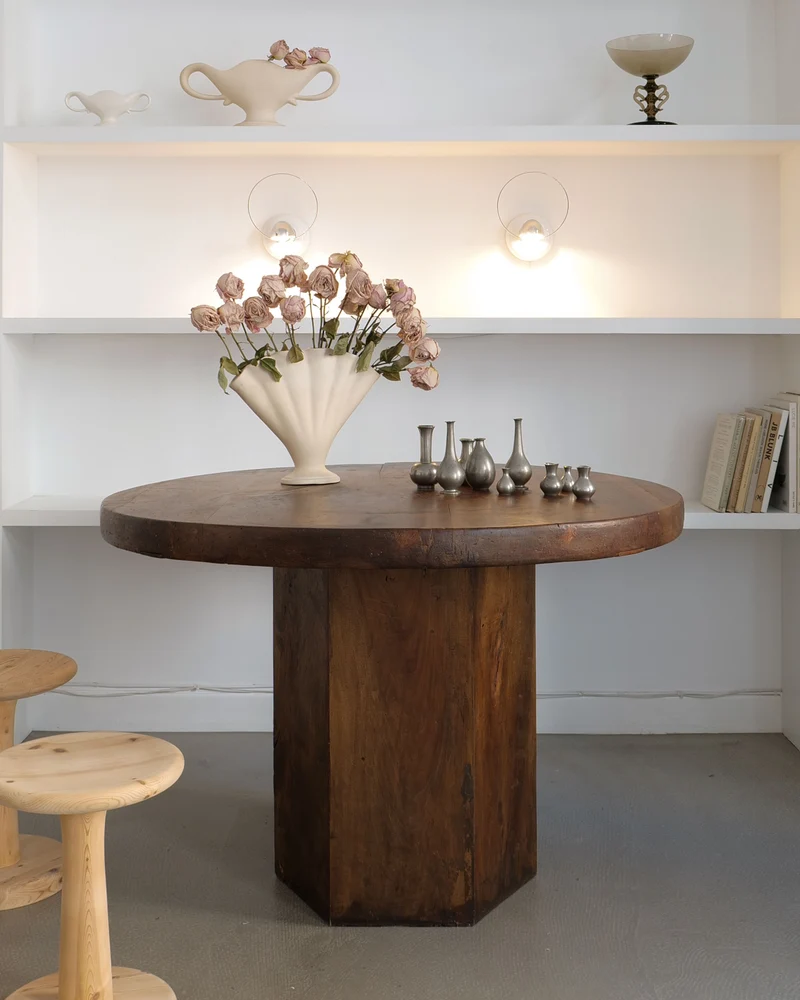 Midcentury Hexagonal Wood Dining Table