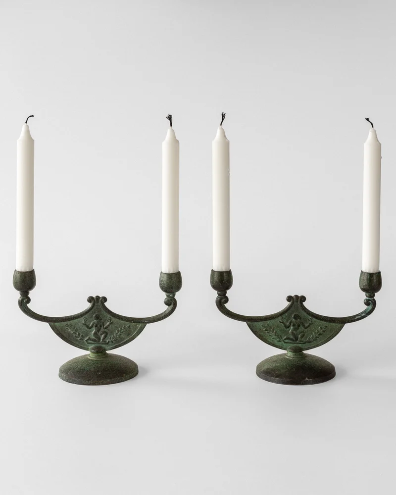 Pair of Art Deco Bronze Candleholders