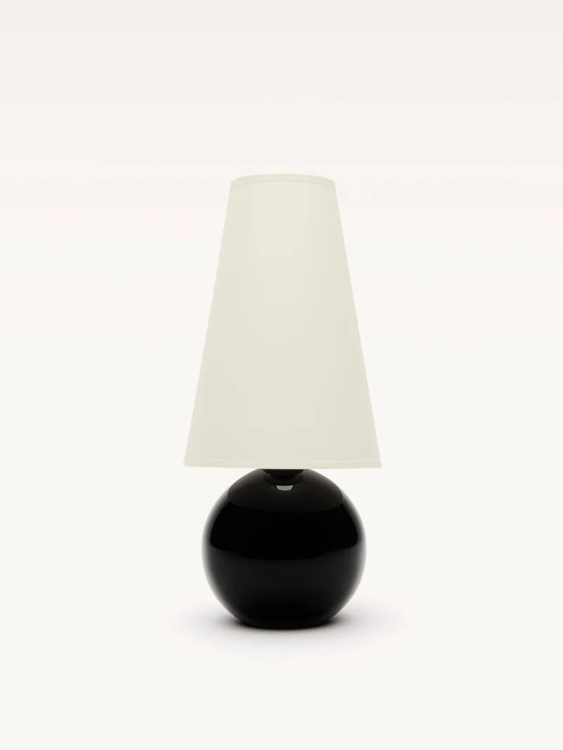 Small Black Opalin Glass Table Lamp