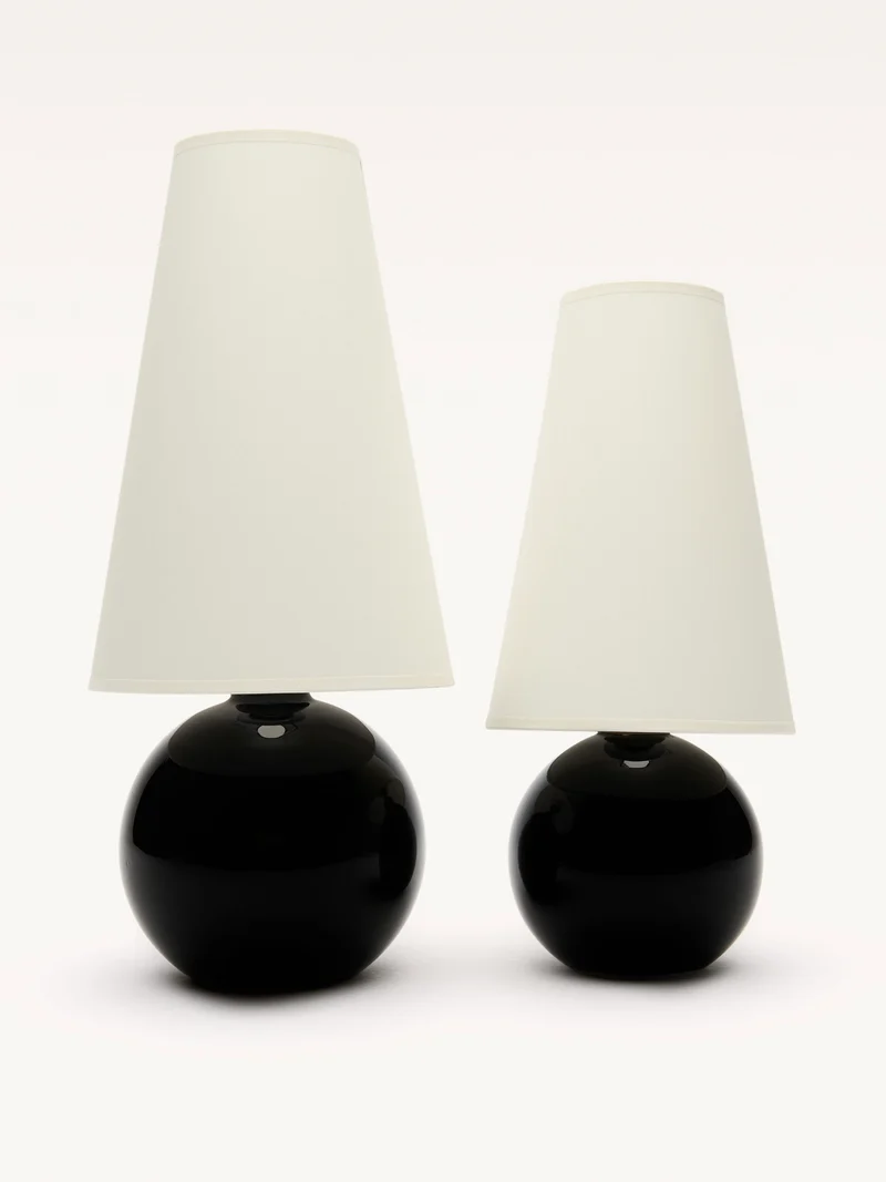 Small Black Opalin Glass Table Lamp