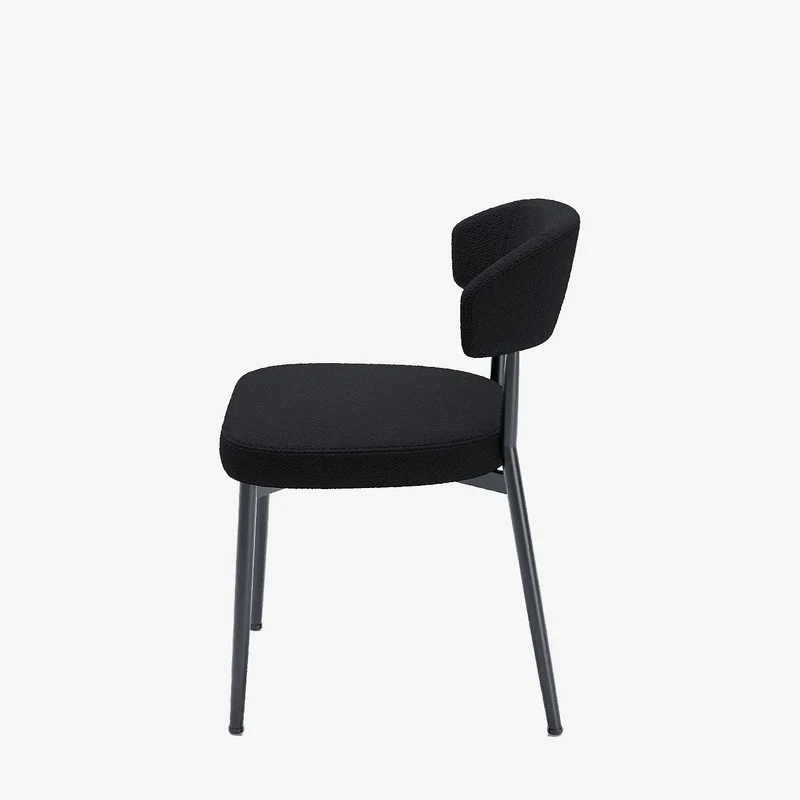 Lot de 2 chaises de salle manger en tissu bouclette gris anthracite & m tal noir Mona
