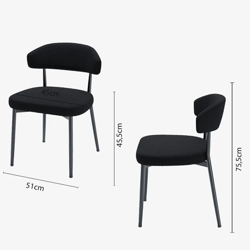 Lot de 2 chaises de salle manger en tissu bouclette gris anthracite & m tal noir Mona