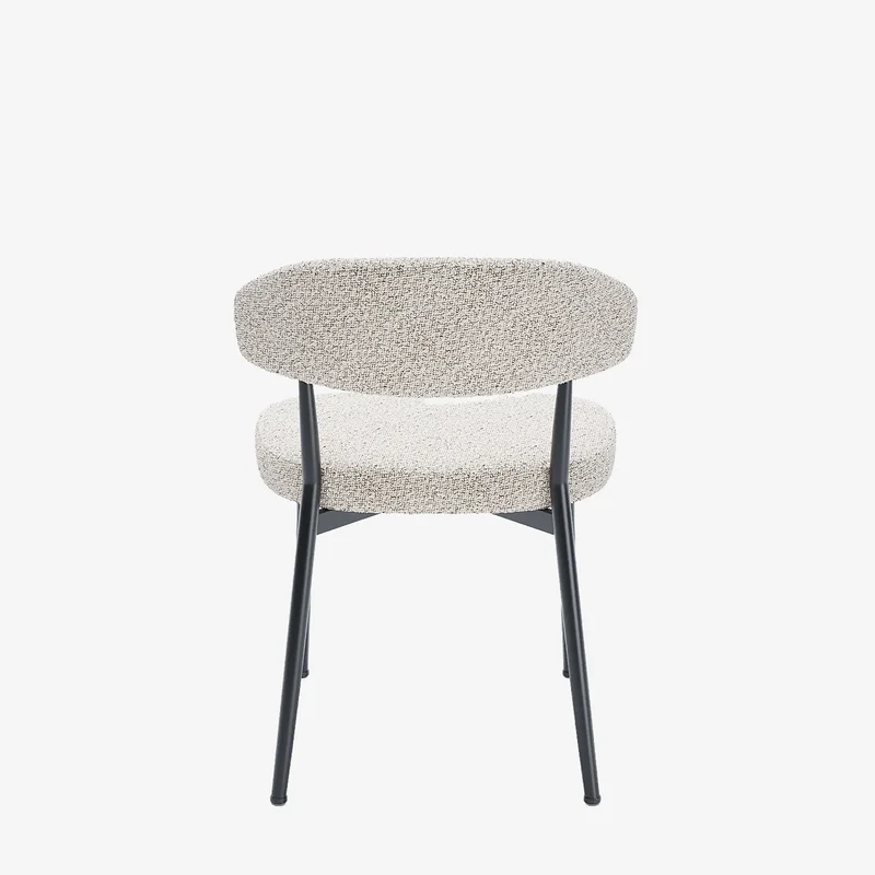 Lot de 2 chaises de salle manger en tissu bouclette gris et blanc & m tal noir Mona