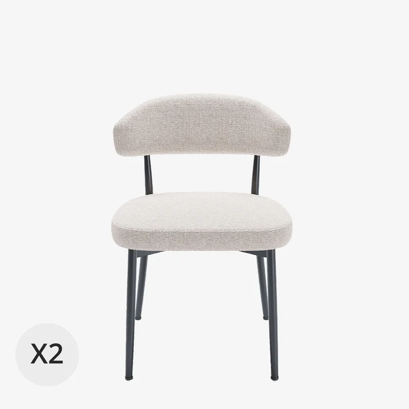 Lot de 2 chaises de salle manger en velours cr me & m tal noir Mona
