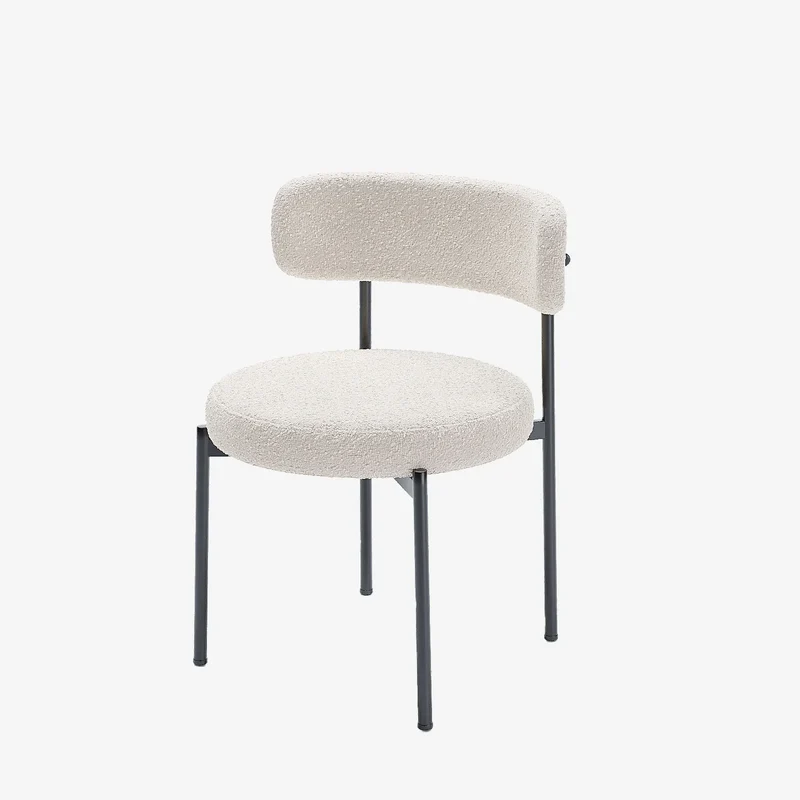 Lot de 2 chaises de table bouclette blanche Scarlett