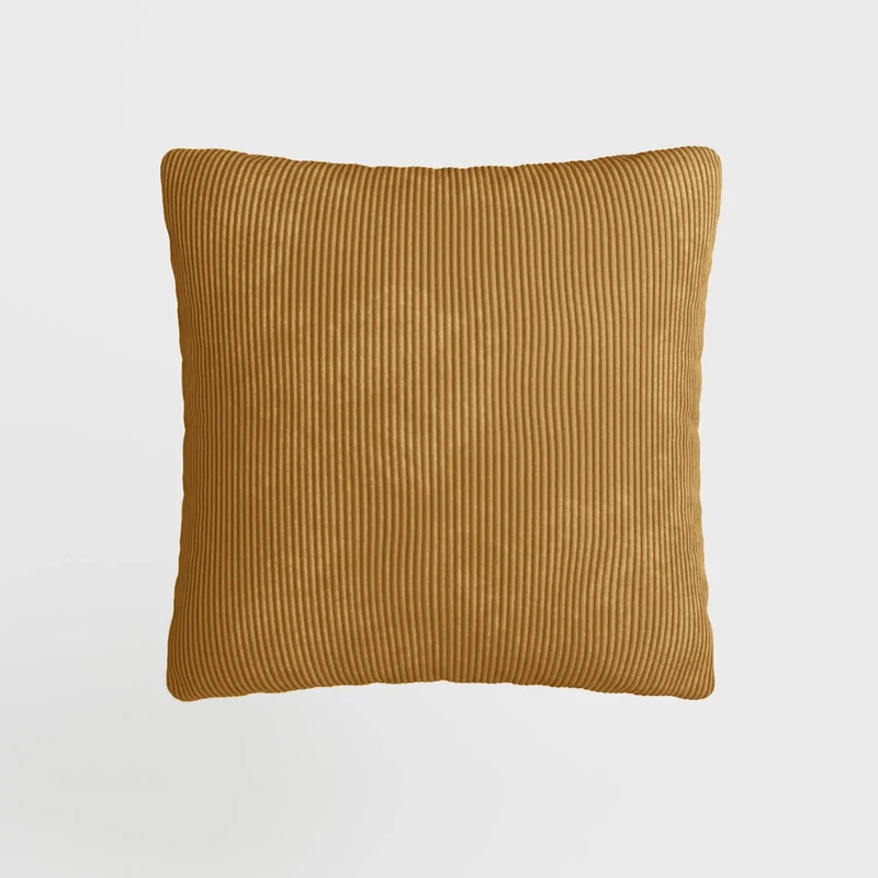 Coussin en velours jaune moutarde déhoussable 40x40cm