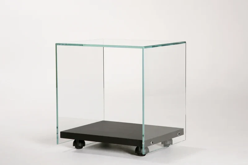 Table Zen 4 | Cube sur roulettes Verre et Bois