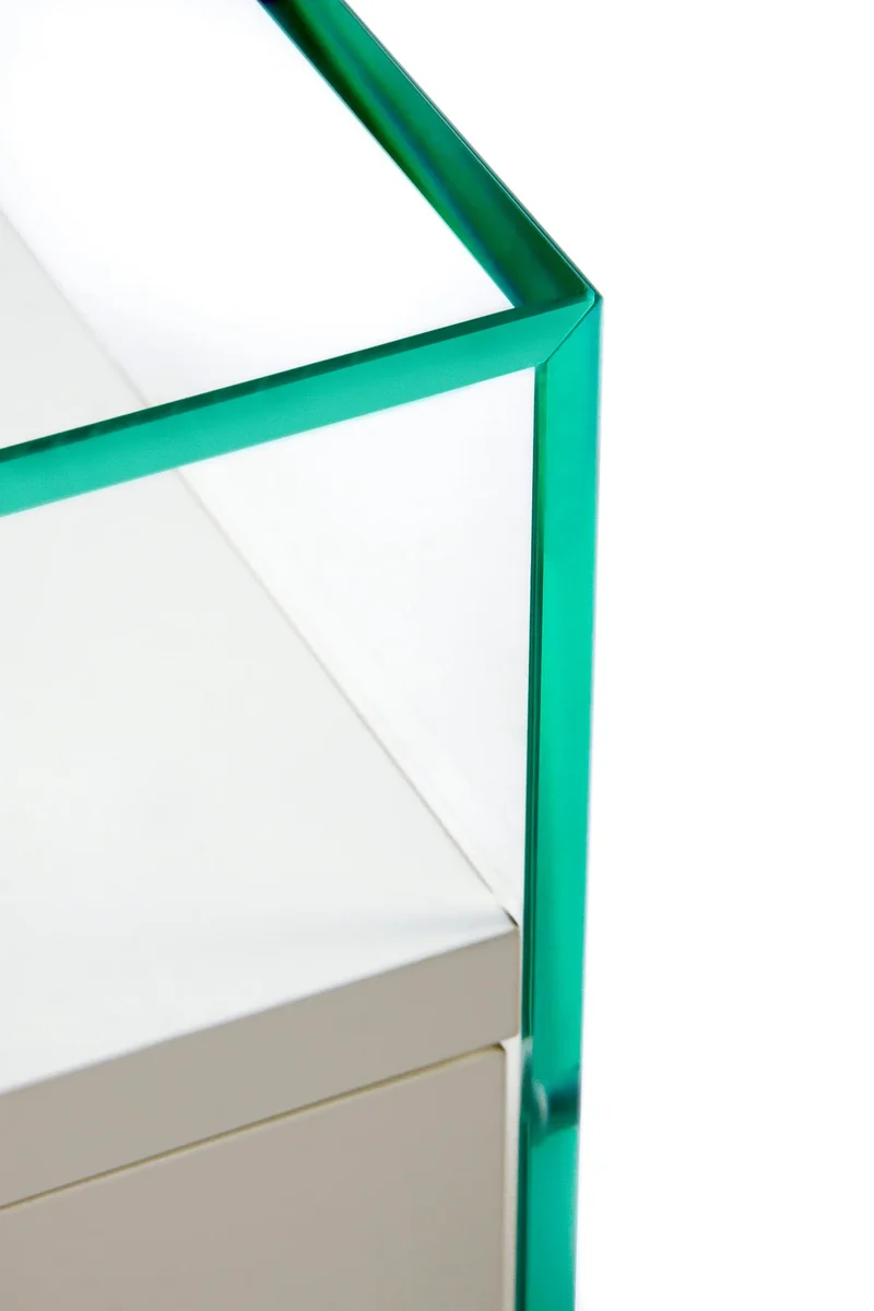 Table de Chevet Zen 5 Comodino | Verre trempé et tiroir bois