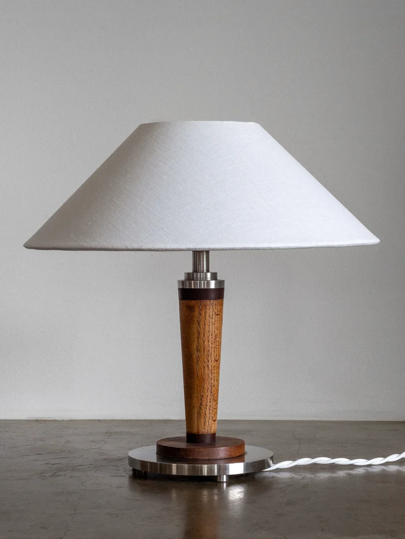 Vintage Mid-Century Metal and Wood Table Lamp