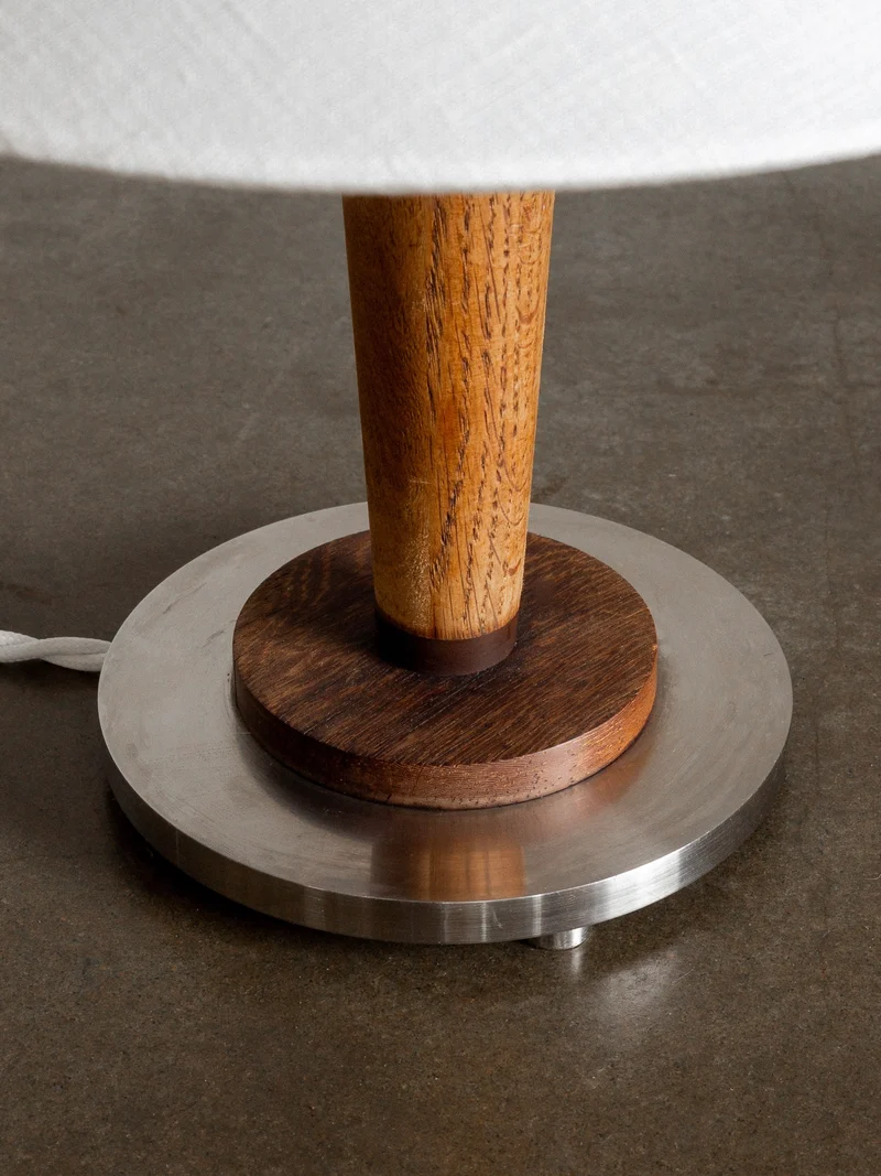 Vintage Mid-Century Metal and Wood Table Lamp