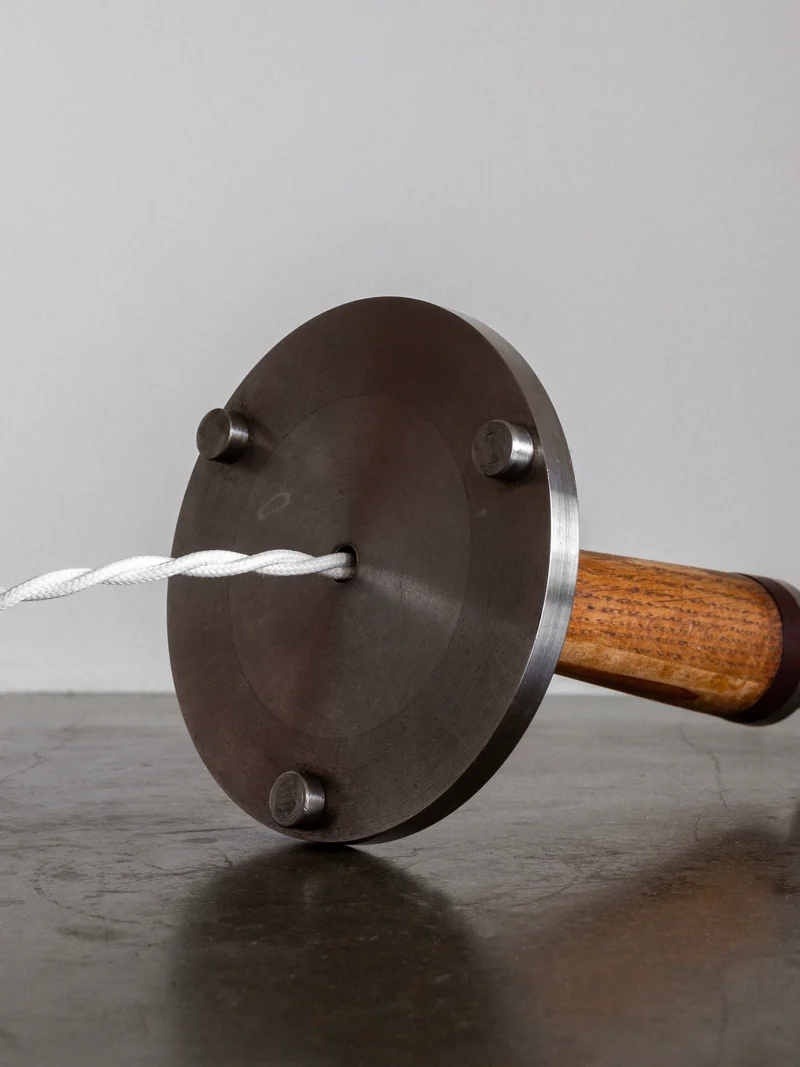 Vintage Mid-Century Metal and Wood Table Lamp