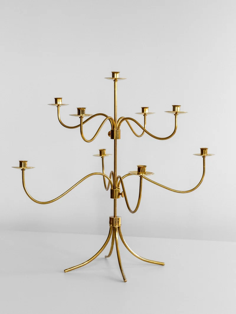 Large Mid-Century Brass Candelabra