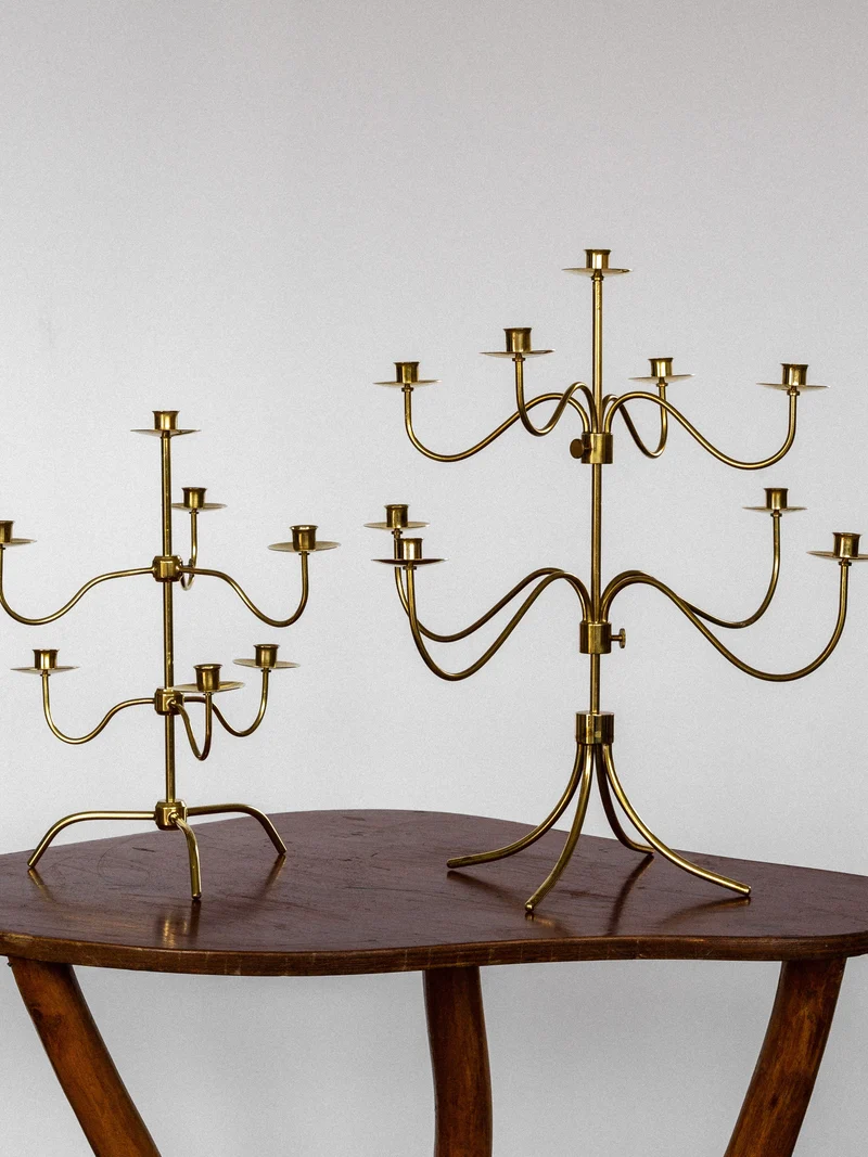 Large Mid-Century Brass Candelabra