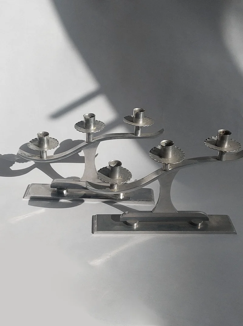 Pair of Wavy Candle Holders
