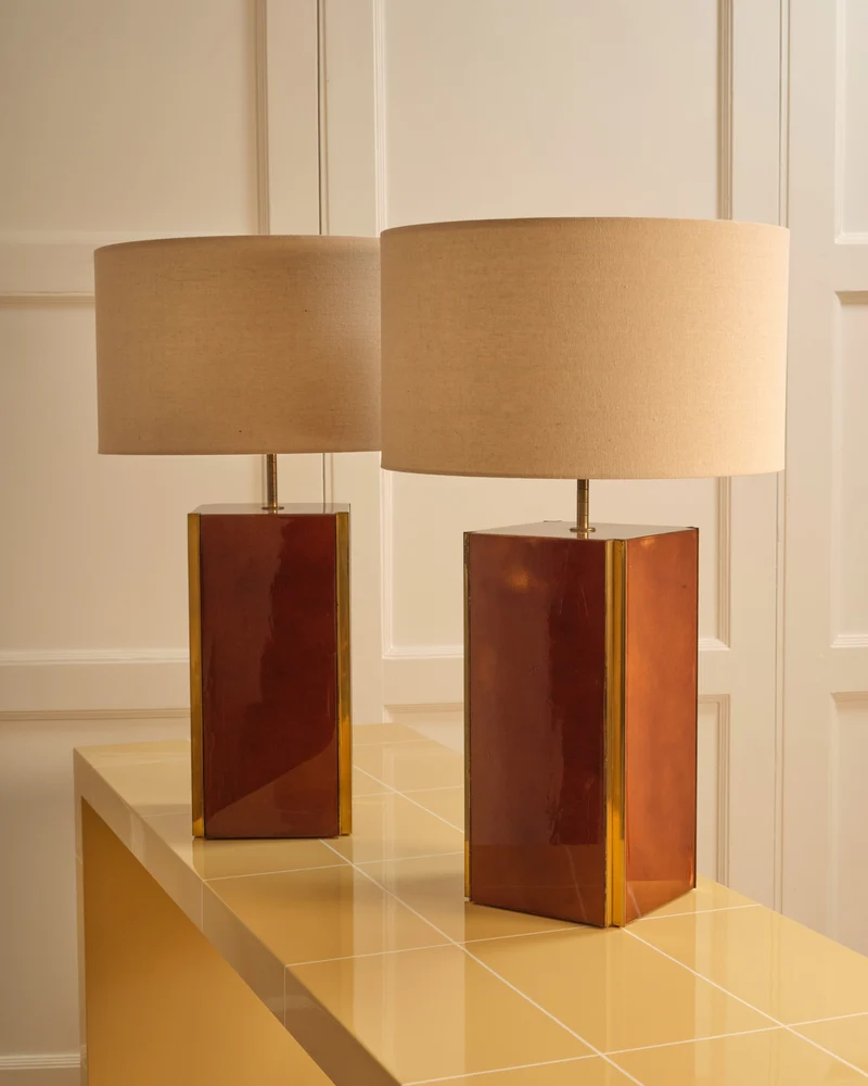 Vintage Pair of Brass table lamps - Italy 1970s