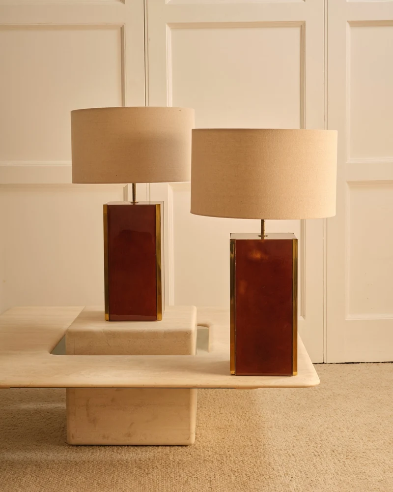 Vintage Pair of Brass table lamps - Italy 1970s