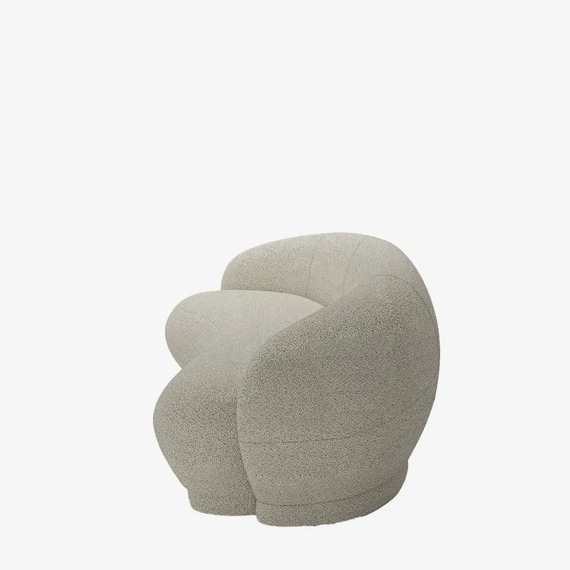 Canap 3-4 places en tissu bouclette beige Bianca